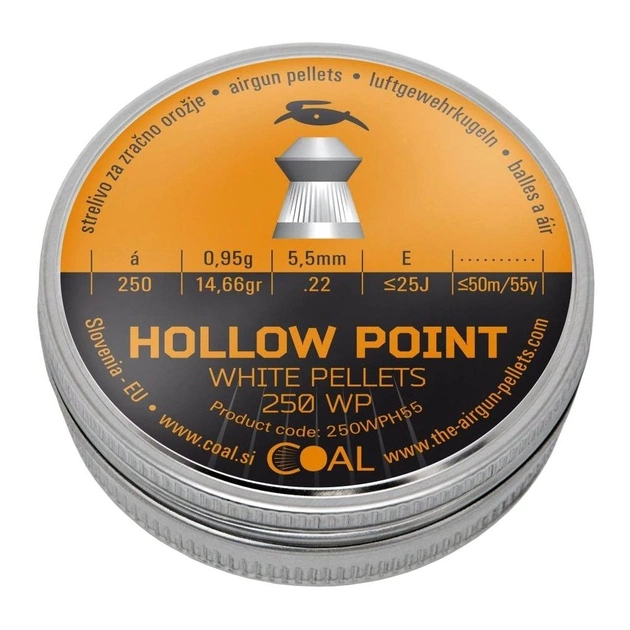 Пульки Coal Hollow Point 5,5 мм 250 шт/уп (250WPH55) - зображення 1