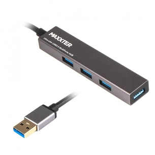 Концентратор Maxxter USB 3.0 Type-A 4 ports grey (HU3A-4P-02) зображення 1