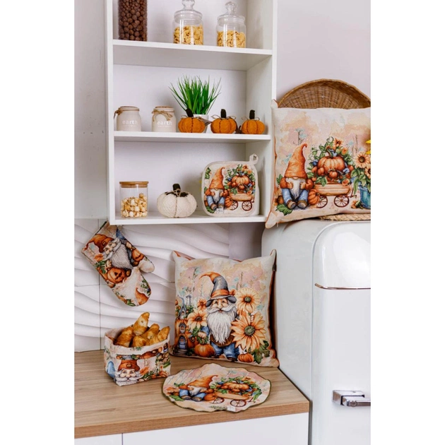 Наволочка Прованс гобеленова декоративна Гарбузові гноми з будиночком 45х45 (036214) - picture 3