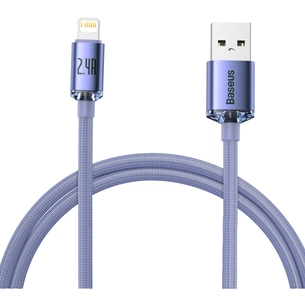 Дата кабель USB 2.0 AM to Lightning 1.2m 2.4A Crystal Shine Series purple Baseus (CAJY000005) изображение 1