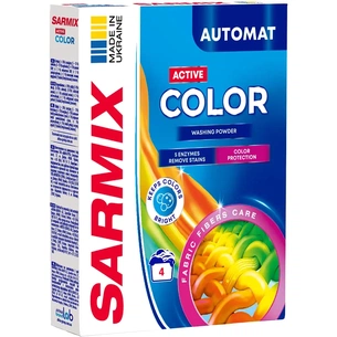 Пральний порошок Sarmix Active Color для всіх типів прання 300 г (4820268104212) зображення 1