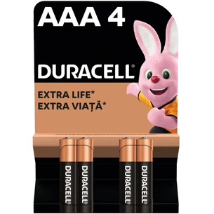 Батарейка Duracell AAA лужні 4 шт. в упаковці (5000394052543 / 81545421) зображення 1