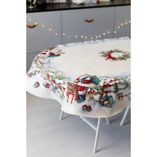 Скатертина Прованс гобеленова з велюром Снігова зима овал 135х180 см (037484) зображення 1