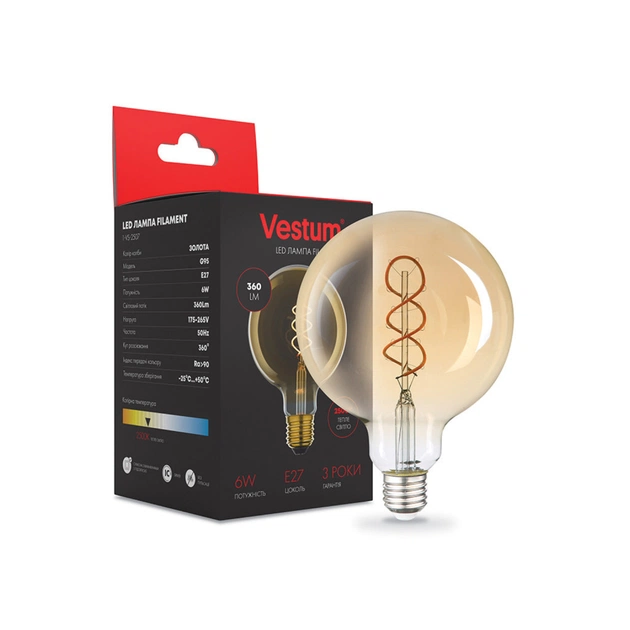 Лампочка Vestum G95 Е27 6Вт 220V 2500К (1-VS-2507) - зображення 1