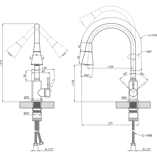 Змішувач Kroner Klassisch-ESG031GRA (CV035372) - picture 8