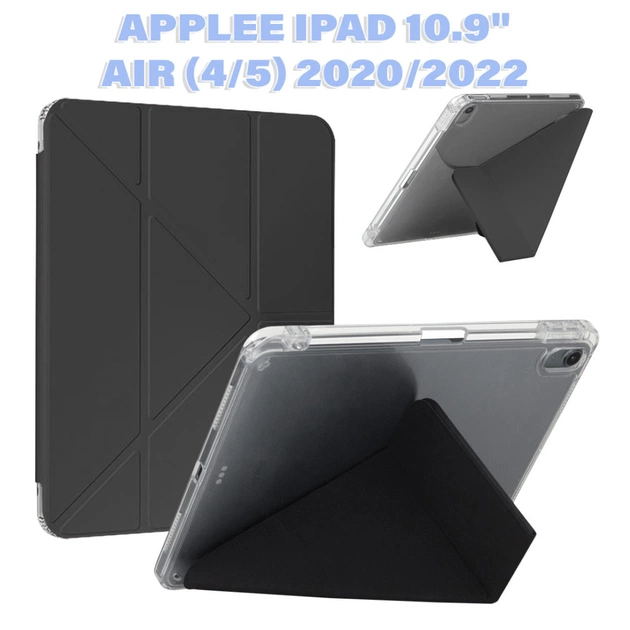 Чохол до планшета BeCover Ultra Slim Origami Transparent Apple Pencil Apple iPad Air (4/5) 2020/2022 10.9" Black (711102) - зображення 1