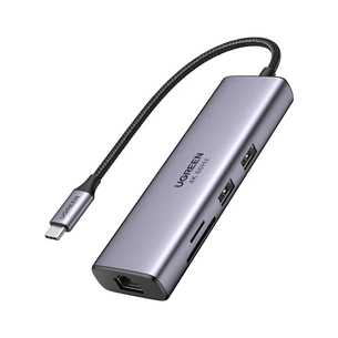 Концентратор Ugreen USB3.1 Type-C to HDMI/USB 3.0x2/RJ45/SD/TF/PD 100W CM512 (60515) изображение 1