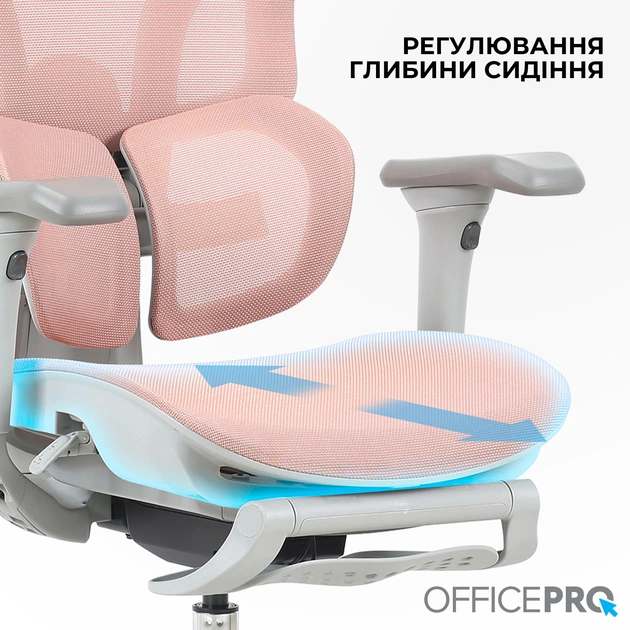 Кресло офисное OfficePro Elite OC950GLP Gray/Light Pink - изображение 5