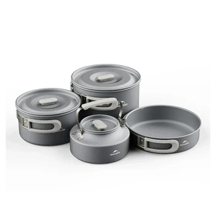 Набір туристичного посуду Naturehike CNK2450CF010, алюміній 2 каструлі, чайник, сковорідка (6976507663281) зображення 1