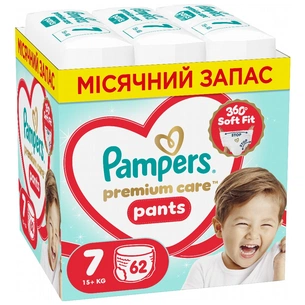Підгузки Pampers Premium Care Pants Розмір 7 (15+ кг) 62 шт (8006530320245) зображення 1