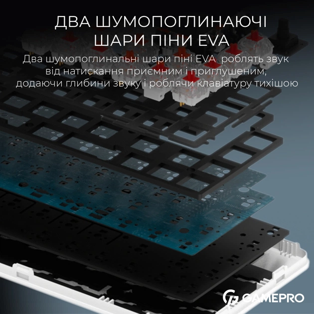 Клавіатура GamePro Asgard Valhalla MK210W Pro 65 RGB Wireless/Bluetooth/USB White (MK210W Pro) - picture 10