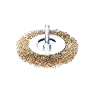 Щітка для електроінструменту Sigma дротяна дископодібна 100мм хвостовик 6мм латунированная 9013101 (9013101) зображення 1