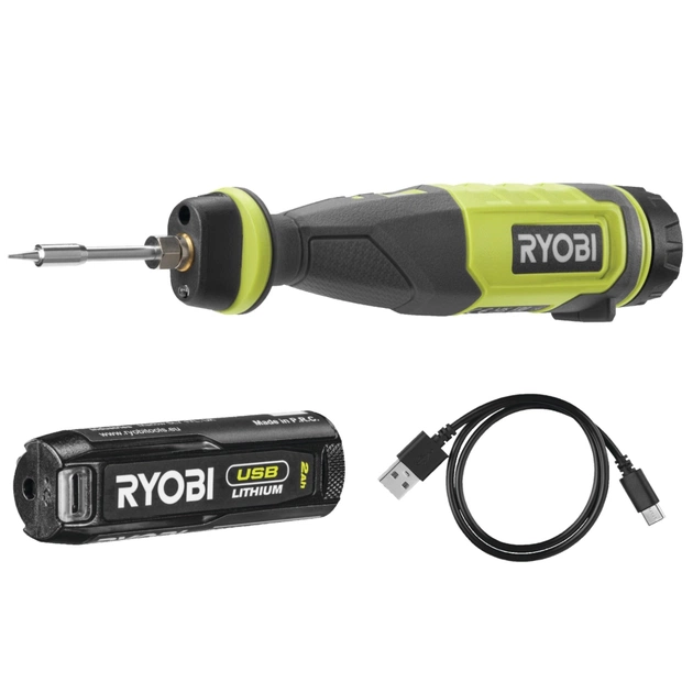 Паяльник електричний Ryobi RSI4-120G акумуляторний, USB, Lithium 4V 2Ah, 460°С, підсвічування (5133006146) - picture 1