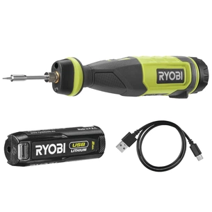 Паяльник електричний Ryobi RSI4-120G акумуляторний, USB, Lithium 4V 2Ah, 460°С, підсвічування (5133006146) изображение 1