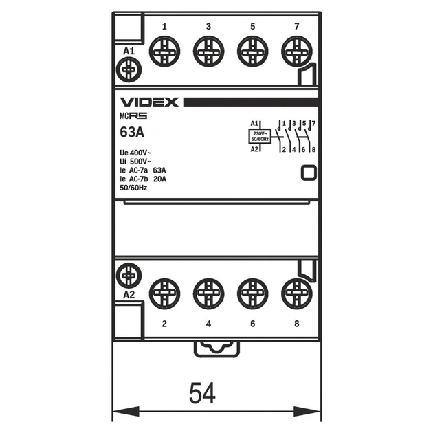 Контактор Videx 4п 63А 4НВ VF-RS-MC4O-63 RESIST - picture 5