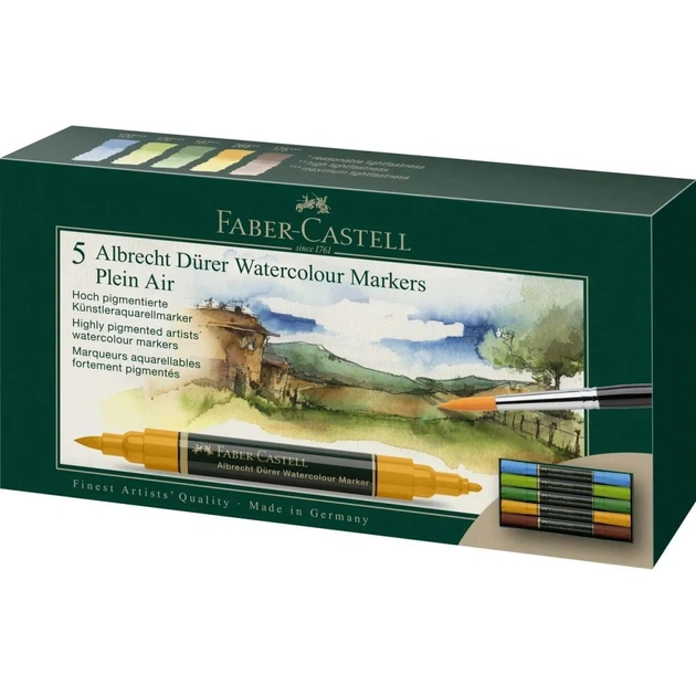 Художественный маркер Faber-Castell набор акварельные двухсторонние Albrecht Dürer Plein Air, Пленер 5 цветов (31353) - изображение 1