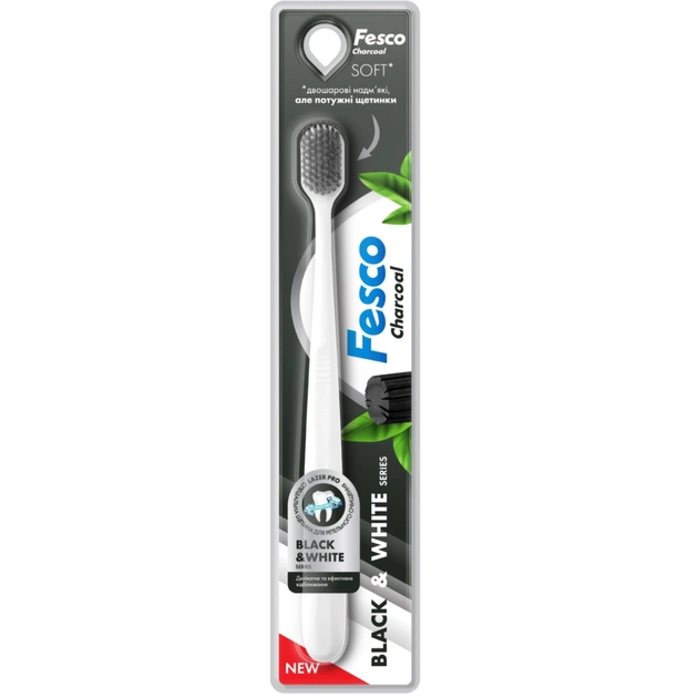 Зубна щітка Fesco Black & White Series Soft Біла з чорною щетиною (4823098414131) - picture 1