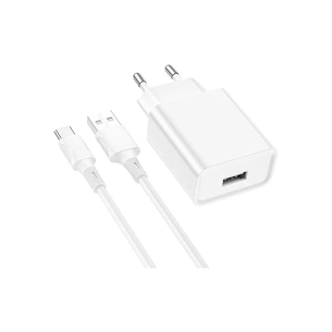 Зарядний пристрій BOROFONE BA74A Aspirer USB + cable USB to USB-C White (6974443388671) зображення 1