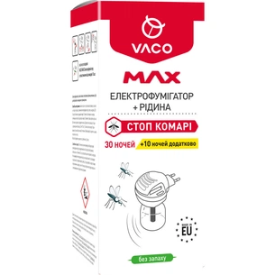 Фумігатор Vaco Max з рідиною від комарів (30 ночей + 10 ночей у подарунок) (5901821952439) зображення 1