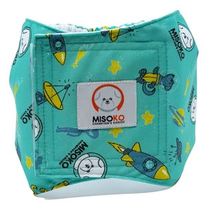 Підгузки для тварин MISOKO&CO багаторазові для кобелів, з ракетами, XL 1 шт. м'ятні (HAINMSK63951) зображення 1