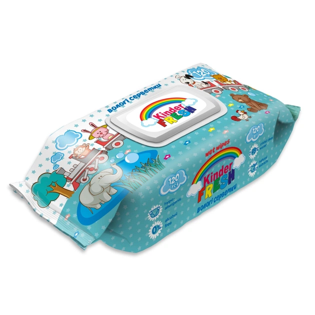 Детские влажные салфетки Kinder Fresh М, з клапаном, 120 шт (4820237500595) - изображение 1