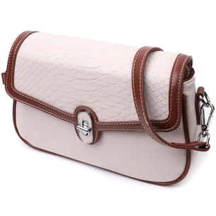 Сумка Vintage Жіноча з фактурним клапаном з натуральної шкіри Біла (22623) зображення 1