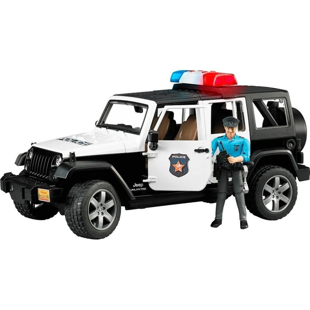 Масштабная модель автомобиля Bruder Джип Wrangler Unlimited Rubicon Police + фигурка (02526) - изображение 1