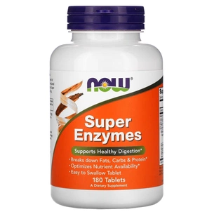 Пробіотики Now Foods Супер Ензими, Super Enzymes, 180 таблеток (NOW-02962) зображення 1
