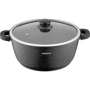 Каструля Ardesto Gemini Anzio скляна кришка 28 см 6,4 л чорна (AR2426GE) зображення 1