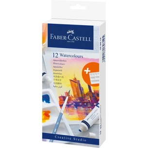 Акварельні фарби Faber-Castell Watercolours 12 кольорів у тубах по 9 мл + палітра для змішування (169612) (31773) зображення 1