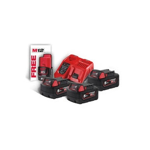 Набір акумулятор + зарядний пристрій Milwaukee Li-Ion M18 NRG-503, + 3x5Ah M18 В5, M12 B2 1x2Ah (4933451423) зображення 1