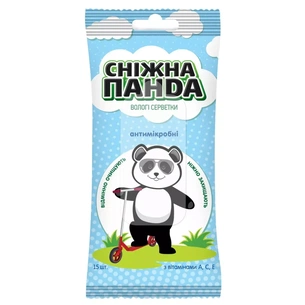 Дитячі вологі серветки Сніжна Панда Kids Антимікробні 15 шт. (4820183970480) зображення 1
