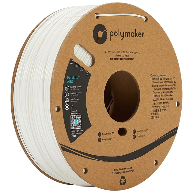 Пластик для 3D-принтера Polymaker ABS POLYLITE 1,75mm 1kg WHITE (PE01002) - изображение 1