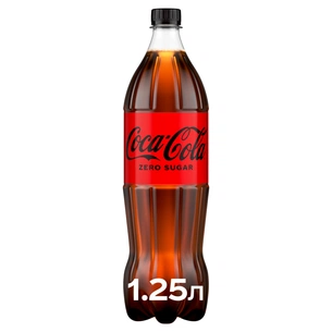 Напій Coca-Cola Zero Безалкогольний сильногазований Без цукру 1.25 л (5449000133724) зображення 1