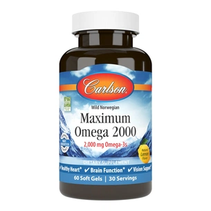 Жирні кислоти Carlson Омега Максимум 2000, Смак Лимона, Maximum Omega 2000, 60 жел (CL17200) зображення 1