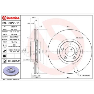 Гальмівний диск Brembo 09.9922.11 зображення 1