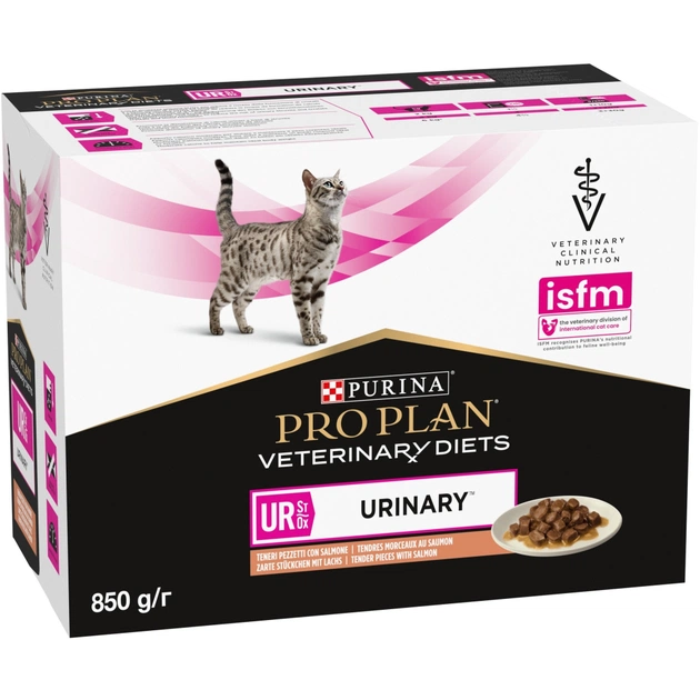 Вологий корм для кішок Purina Pro Plan Veterinary Diets UR ST/OX Urinary З лососем 10 x 85 г (8445290093851) - picture 3