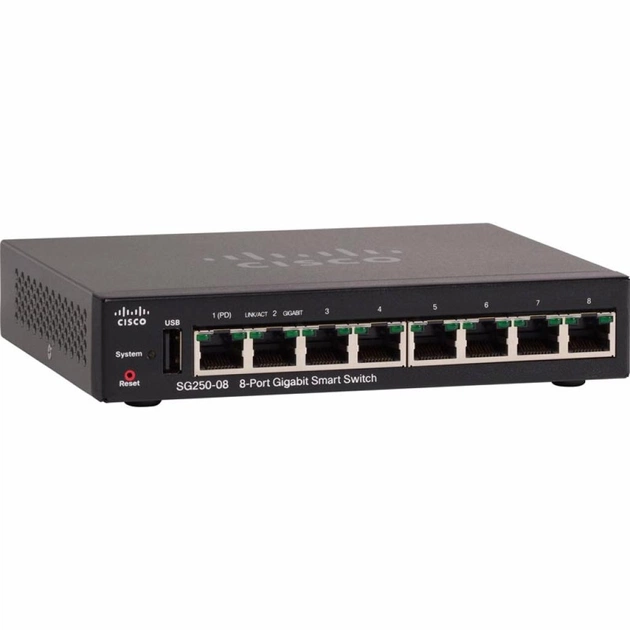 Комутатор мережевий Cisco SG250-08HP-K9-EU - изображение 1