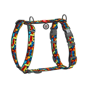 Шлея для собак WAUDOG H-подібна анатомічна Nylon з QR адресником "Блоки" пластиковий фастекс S (343-4056) зображення 1