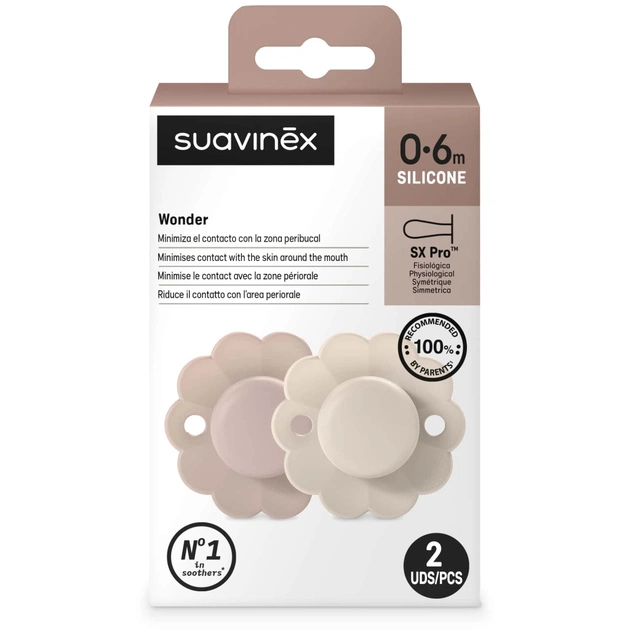 Пустушка Suavinex Wonder фізіологічна 2 шт, 0-6 місяців, світло-рожева та нюдова (308400) - picture 6