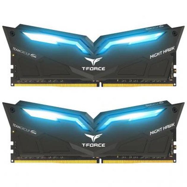Модуль пам'яті для комп'ютера DDR4 16GB (2x8GB) 2666 MHz T-Force Night Hawk Black LED/Blue Team (THBD416G2666HC15BDC01) - зображення 1