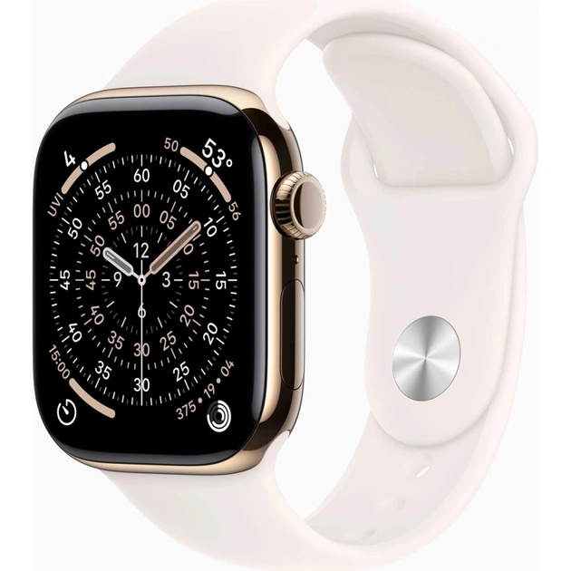 Смарт-часы Apple Watch Series 11 GPS + Cellular 42mm Gold Titanium Case with Light Blush Sport Band - S/M (MF8W4RK/A) - изображение 1