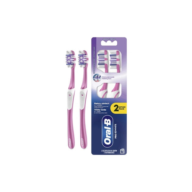 Зубная щетка Oral-B Pro 3D White Отбеливание Средней жесткости 2 шт. (8700216459761) - изображение 1