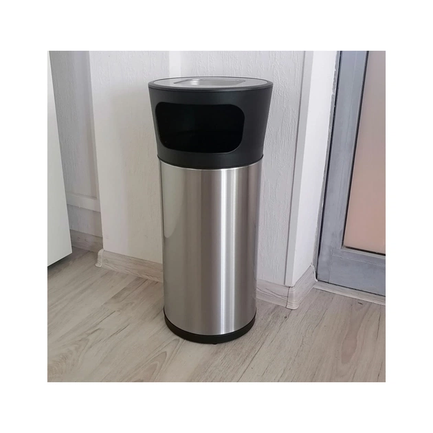 Контейнер для сміття JAH круглий з попільничкою Срібний металік 20 л (6330) - picture 2
