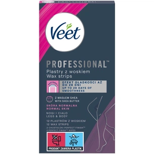 Воскові смужки Veet Professional для нормальної шкіри з Олією ши 12 шт. (4053700292455) зображення 1