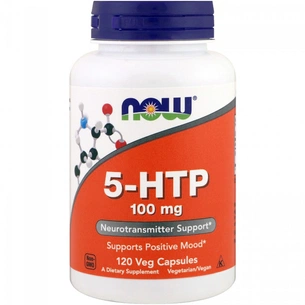 Амінокислота Now Foods 5-HTP (Гідроксітріптофан), 100мг, 120 вегетаріанських капсул (NOW-00106) зображення 1