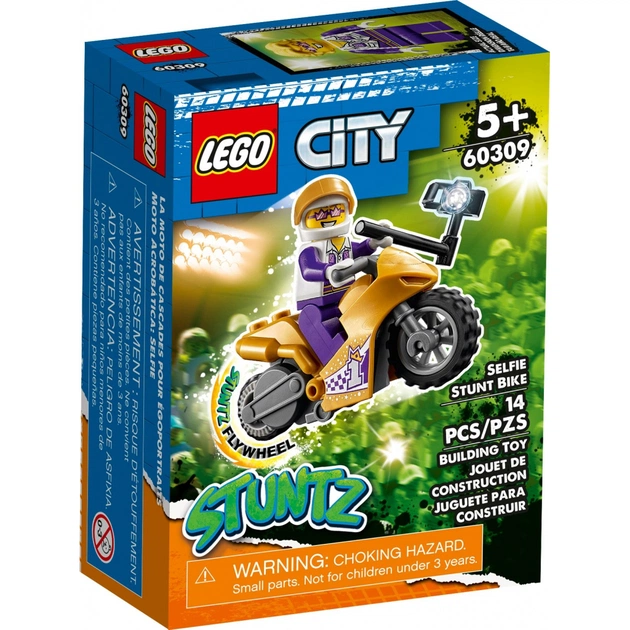 Конструктор LEGO City Stuntz Трюковий мотоцикл з екшн-камерою 14 деталей (60309) - изображение 1