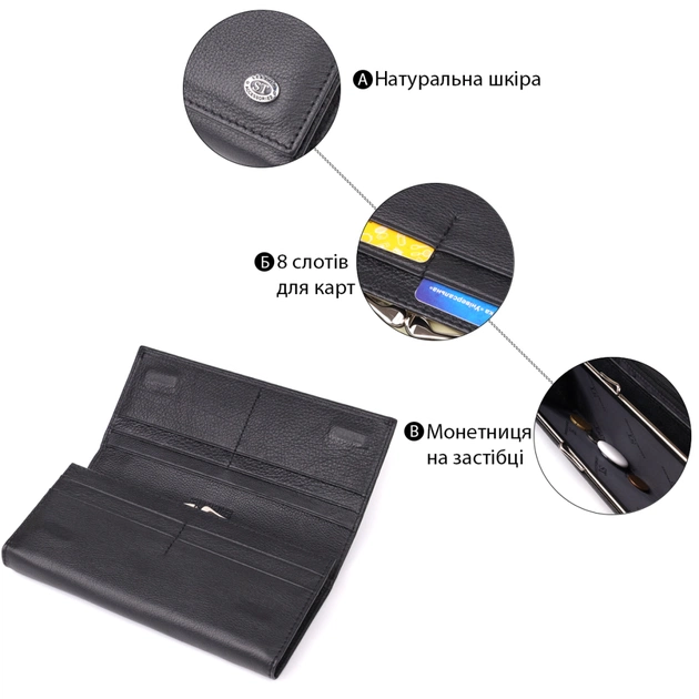 Гаманець ST Leather З натуральної шкіри Чорний (23088) - picture 4
