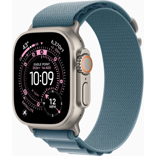 Смарт-годинник Apple Watch Ultra 3 GPS + Cellular 49mm Natural Titanium Case with Light Blue Alpine Loop - Large (MEWP4QP/A) - зображення 1