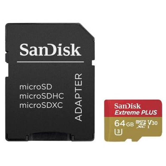 Карта пам'яті SanDisk 64GB microSDXC Class10 UHS-I V30 4K Extreme Plus (SDSQXWG-064G-GN6MA) - изображение 1